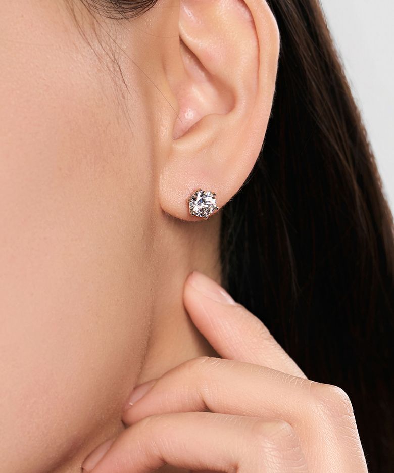 시그니처 6프롱 솔리테어 1.0ct 다이아몬드 14K 골드 귀걸이 LPFQ1006D