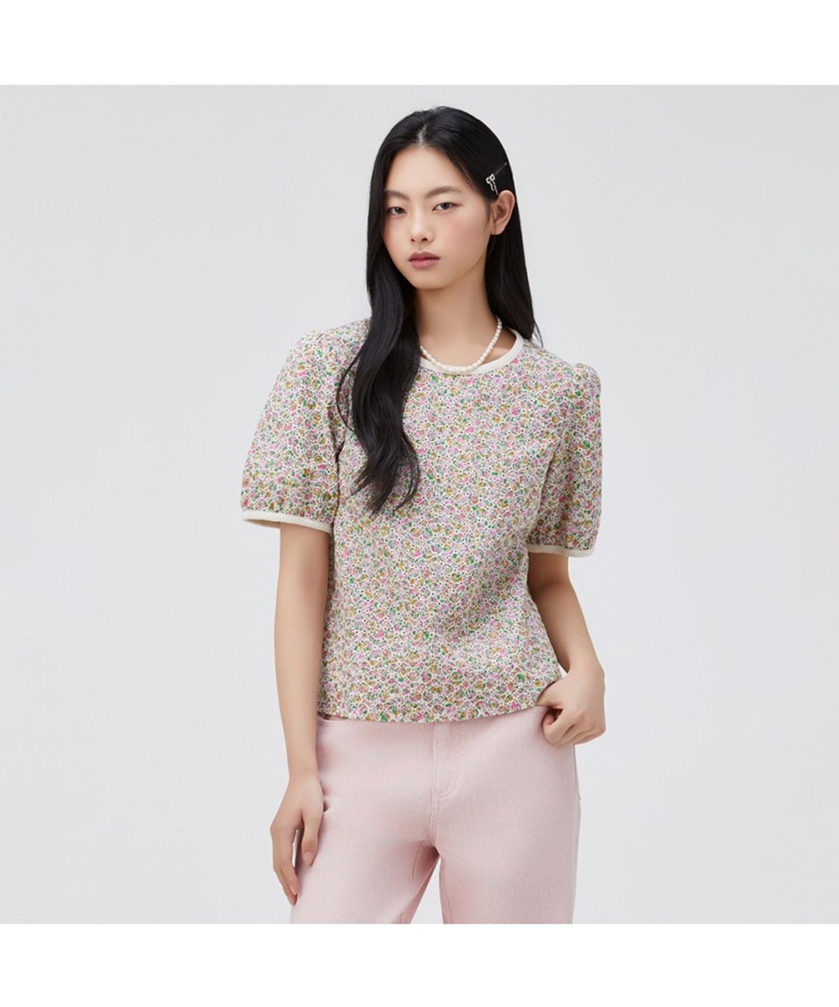 써스데이 아일랜드(THURSDAY ISLAND) 플라워 아일렛 자수 블라우스_T264MBL257W