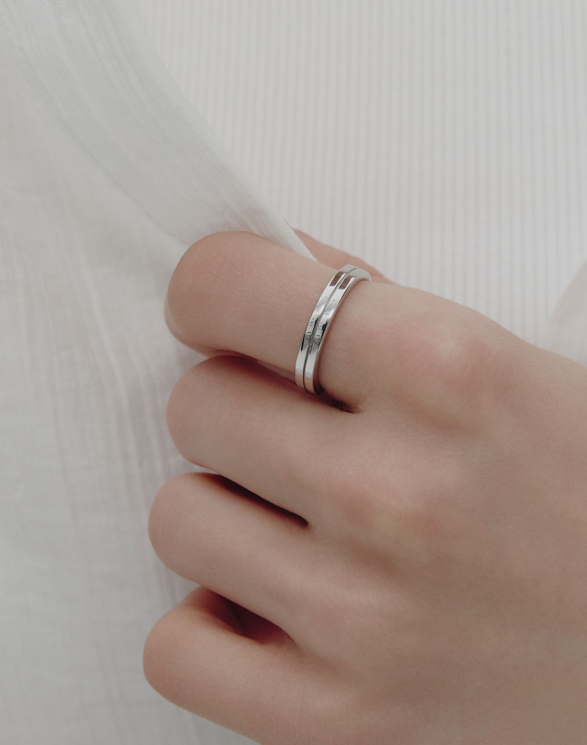 이에르로르(HYERES LOR) [Premium Plating] 프리시즈 AB(W) 더블 반지 HL5R64507WB