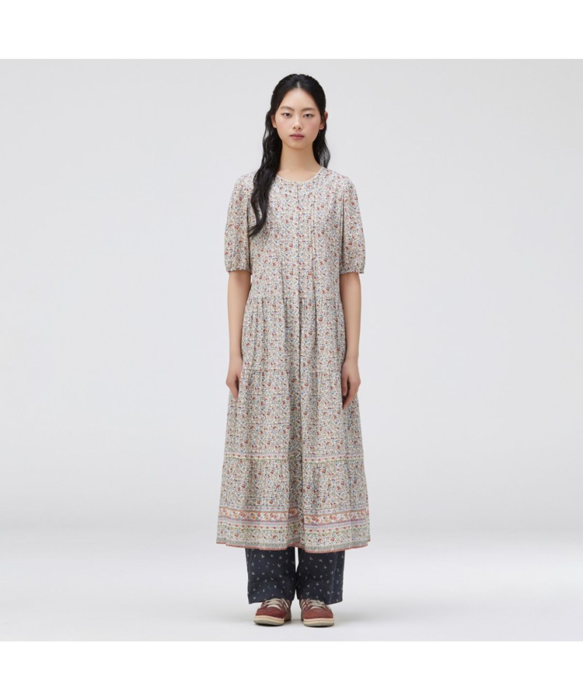 써스데이 아일랜드(THURSDAY ISLAND) 플라워 보더 스트랩 원피스_T264MOP241W
