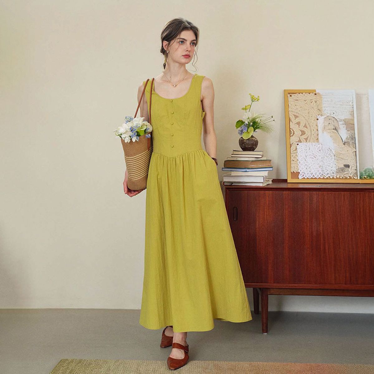심플레트로(SIMPLE RETRO) SR_U-neck camisole dress