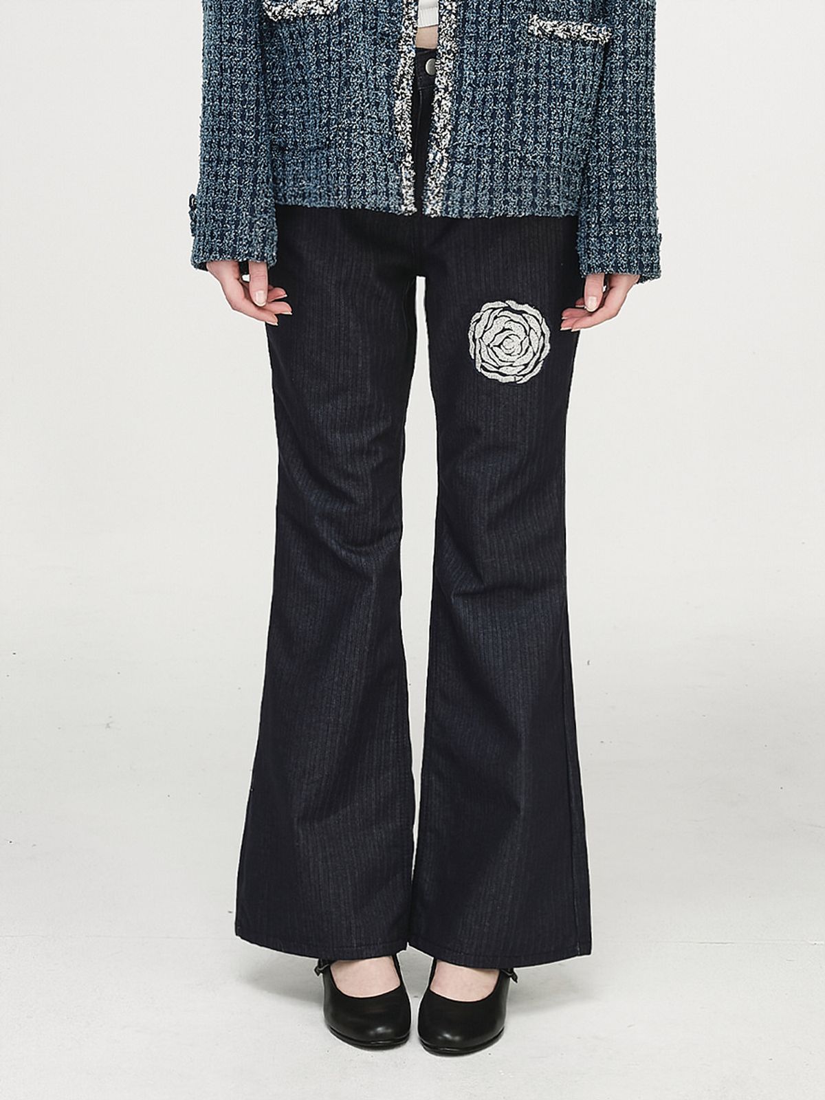그레이티스트(THE GREATEST) White Rose Bootscut Denim Blue(W)
