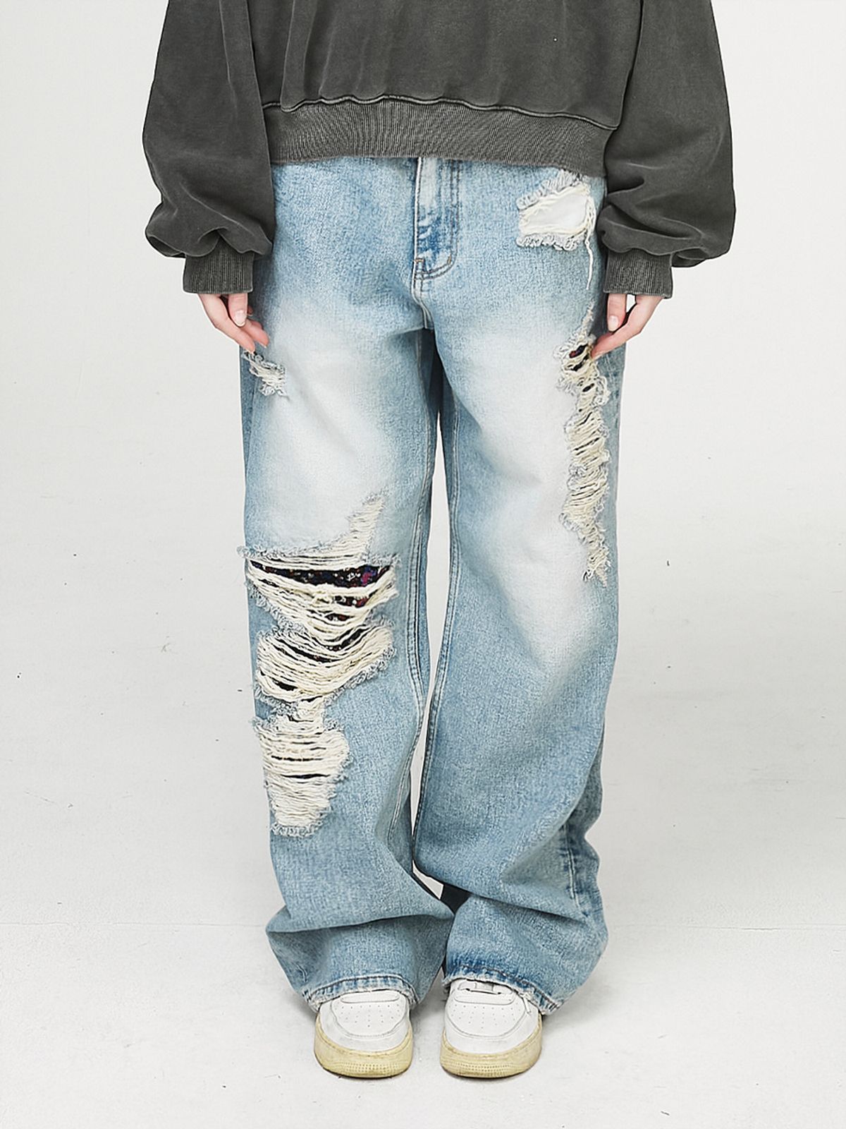 그레이티스트(THE GREATEST) Blue Rose Demage Denim Pants
