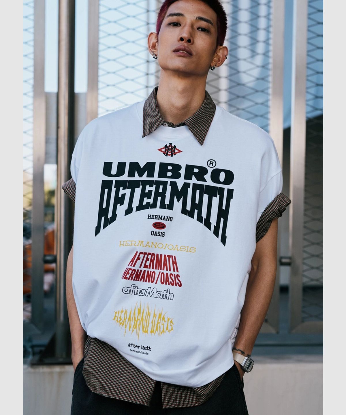 엄브로(UMBRO) [UMB X AFTERMATH] 올오버 반팔 티셔츠 화이트 UR221ORS41