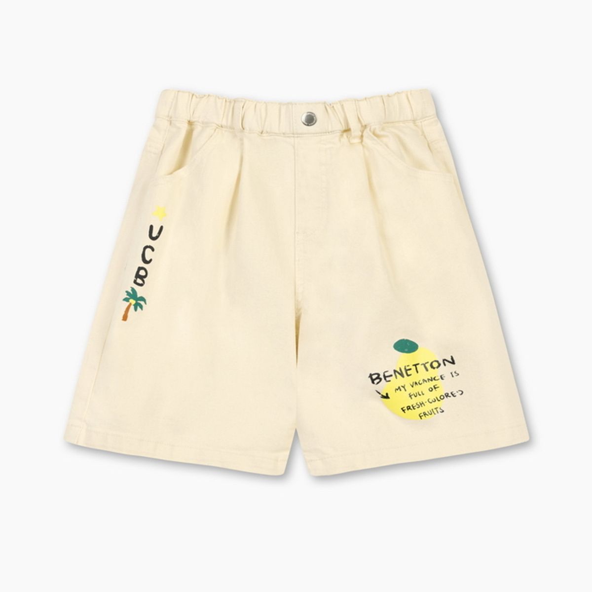 베네통키즈(BENETTONKIDS) 트로피컬 5부 데님팬츠_QADP08631CR