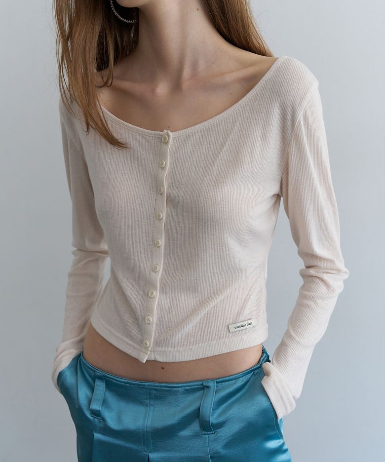 WIDE NECK MINI CARDIGAN_CREAM