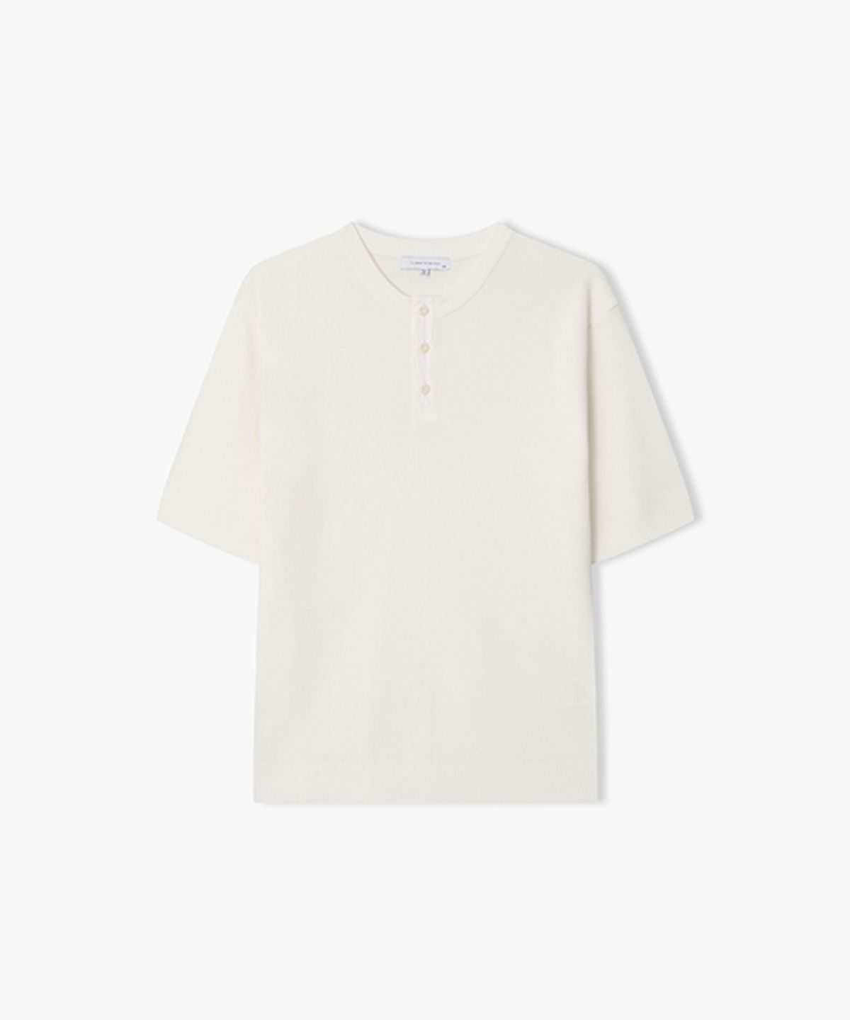 리버클래시(LIBERCLASSY) [26SS] LMM51721 아이보리 우븐 믹스 헨리넥 니트