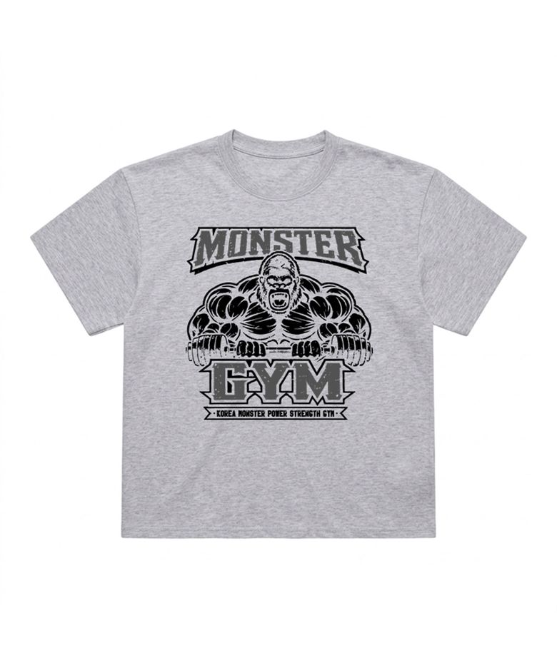 KM23 MONSTER POWER STRENGTH 오버핏 반팔티 메란지그레이