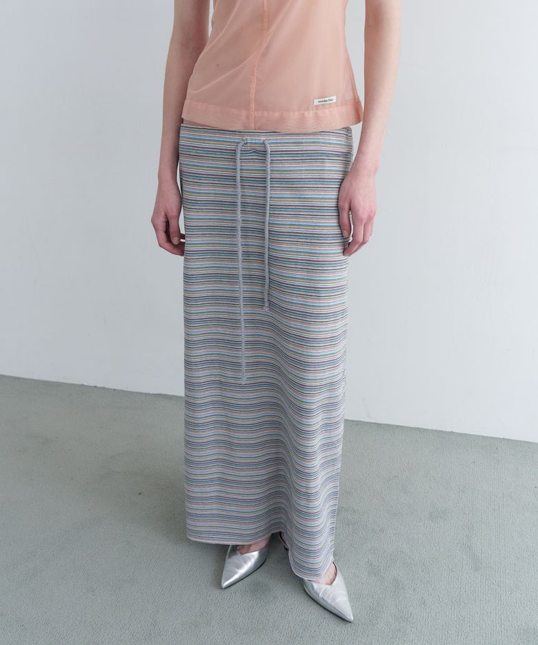 VINTAGE STRIPE MAXI SKIRT_GREY