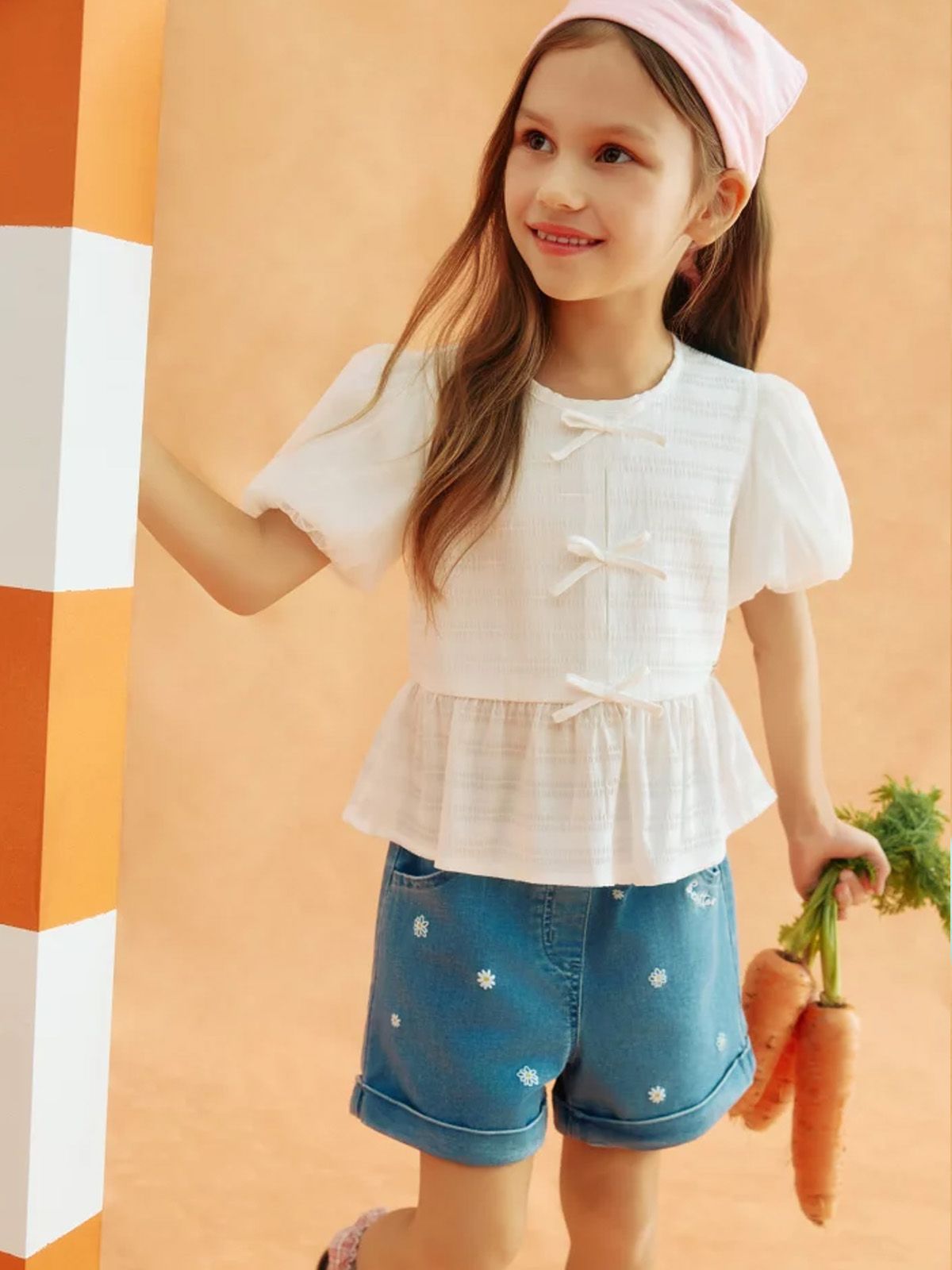 베네통키즈(BENETTONKIDS) 리본 샤퍼프 블라우스_QAWS08631IV