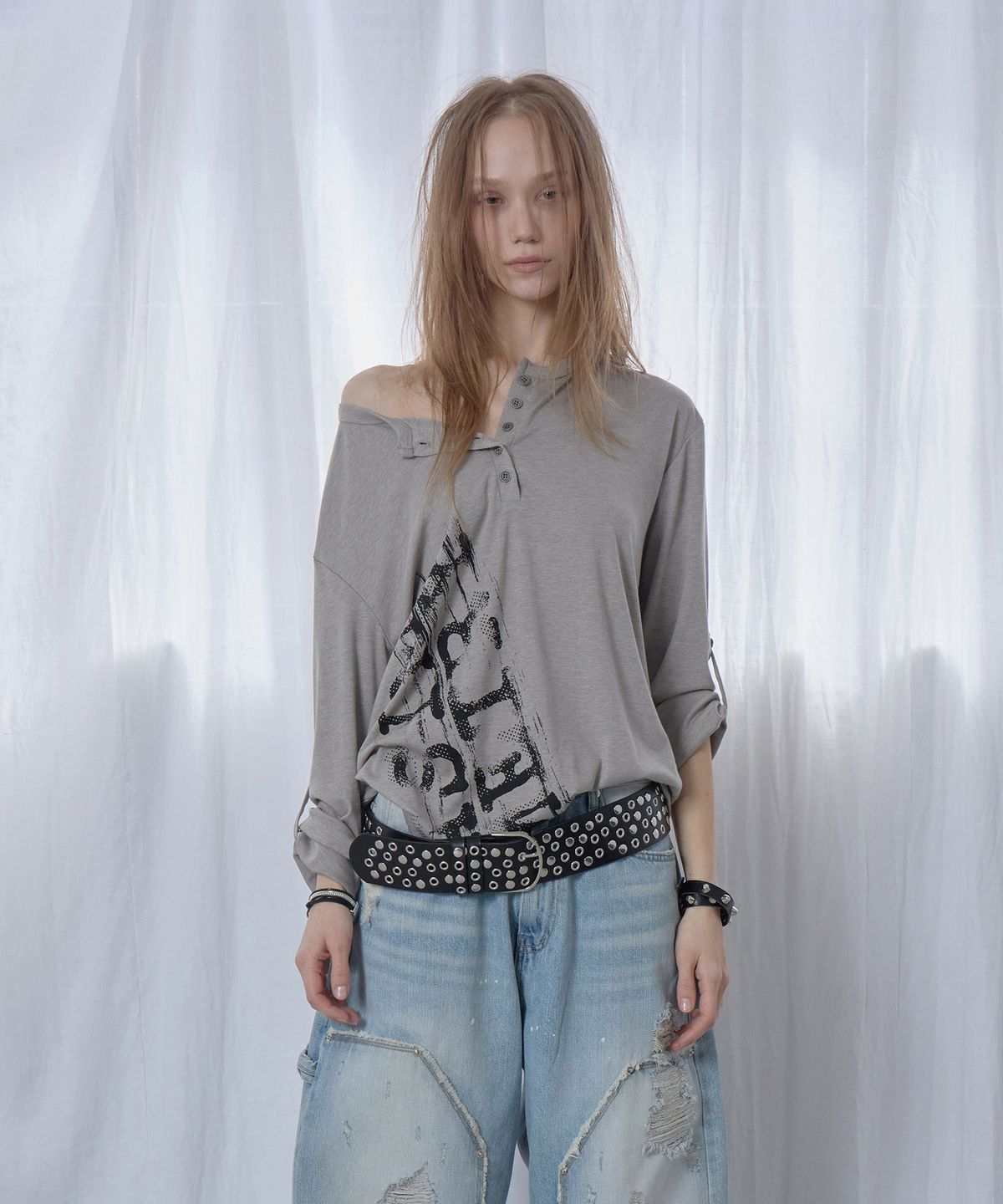 애시메트리(ASYMMETRY) ASYMMETRY HENRY LONG SLEEVE TOP / GRAY