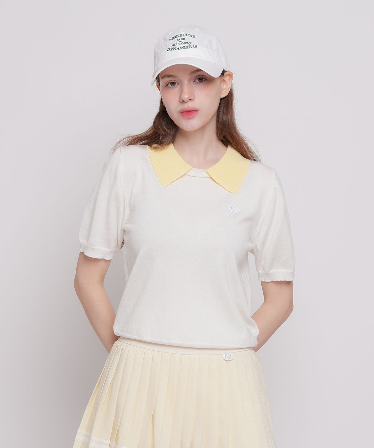 몽버디 골프(MONBIRDIE GOLF) 파스텔 카라넥 반팔니트 IVORY