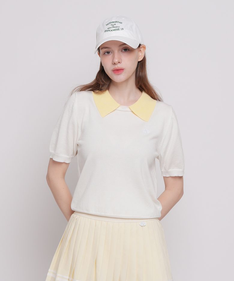 파스텔 카라넥 반팔니트 IVORY