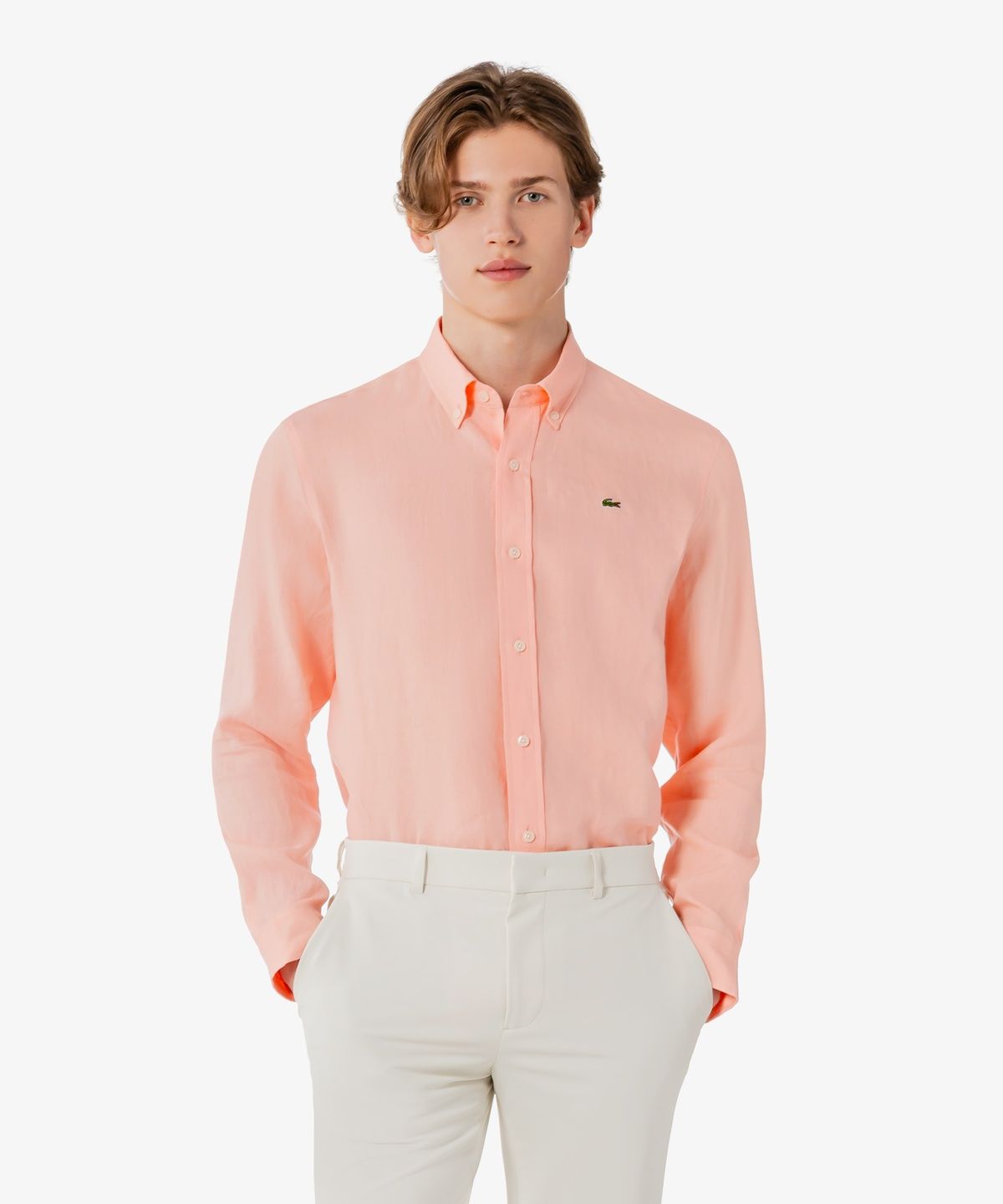 라코스테(LACOSTE) 남성 솔리드 린넨 셔츠 CH769E-56G UI2