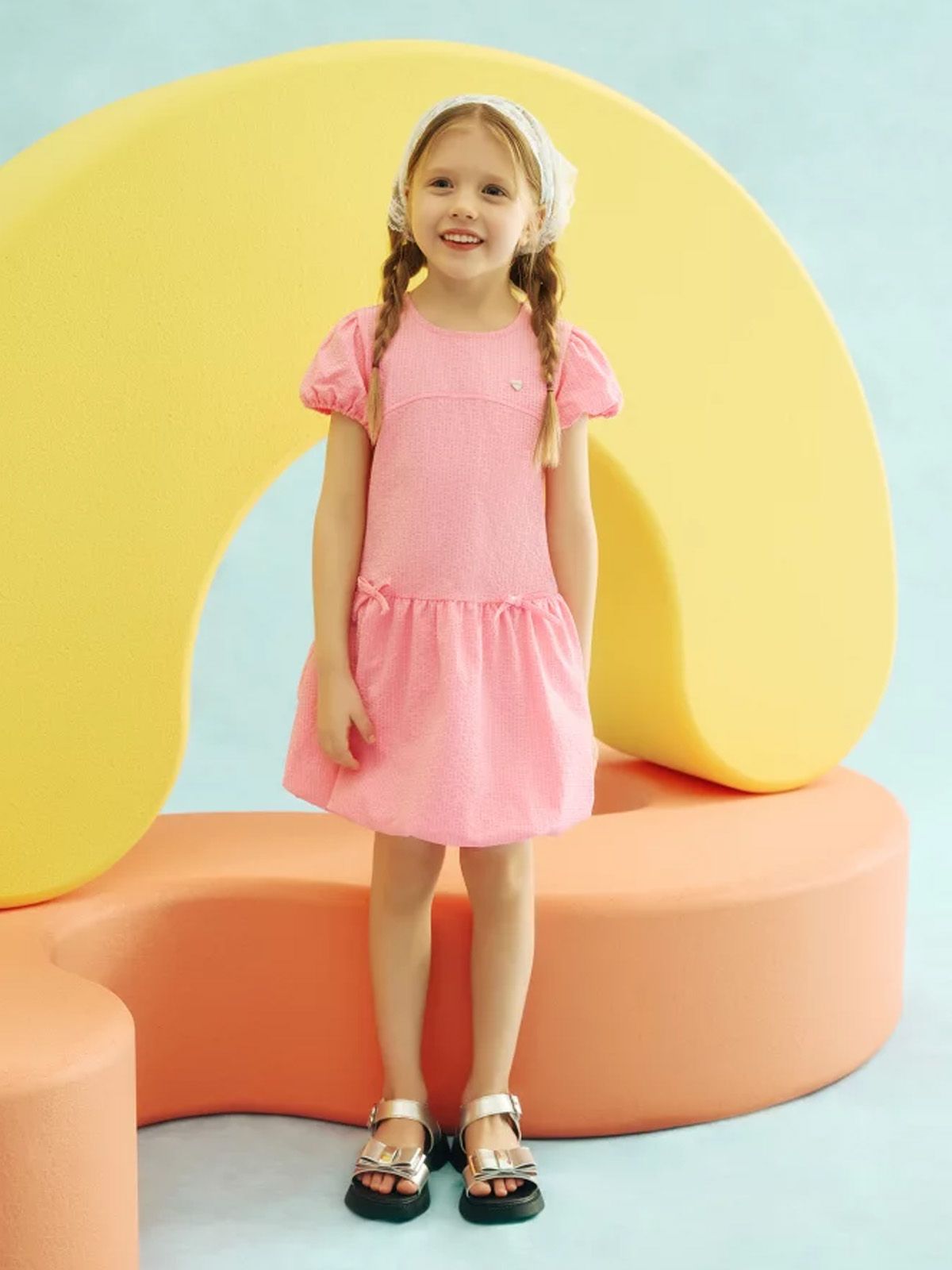베네통키즈(BENETTONKIDS) 시어서커 벌룬 원피스_QAOP32631PK