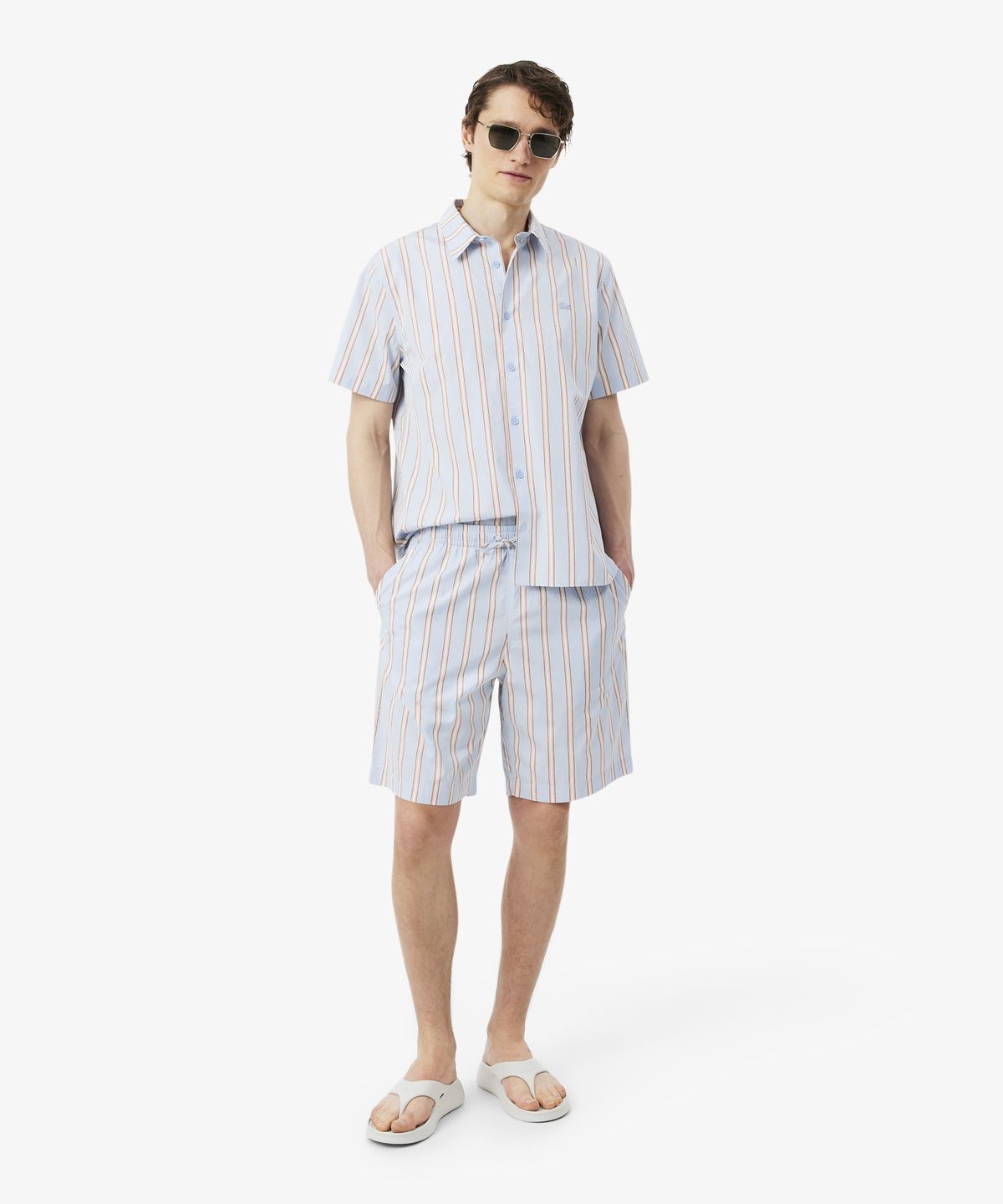 라코스테(LACOSTE) 남성 포플린 스트라이프 쇼츠 GH1986-56G ZWV