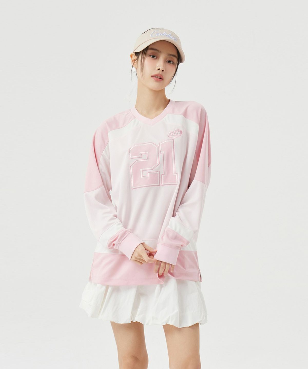골든베어(GOLDEN BEAR) (W) Mesh Hybrid Long T-shirt G5TAM26351PIX