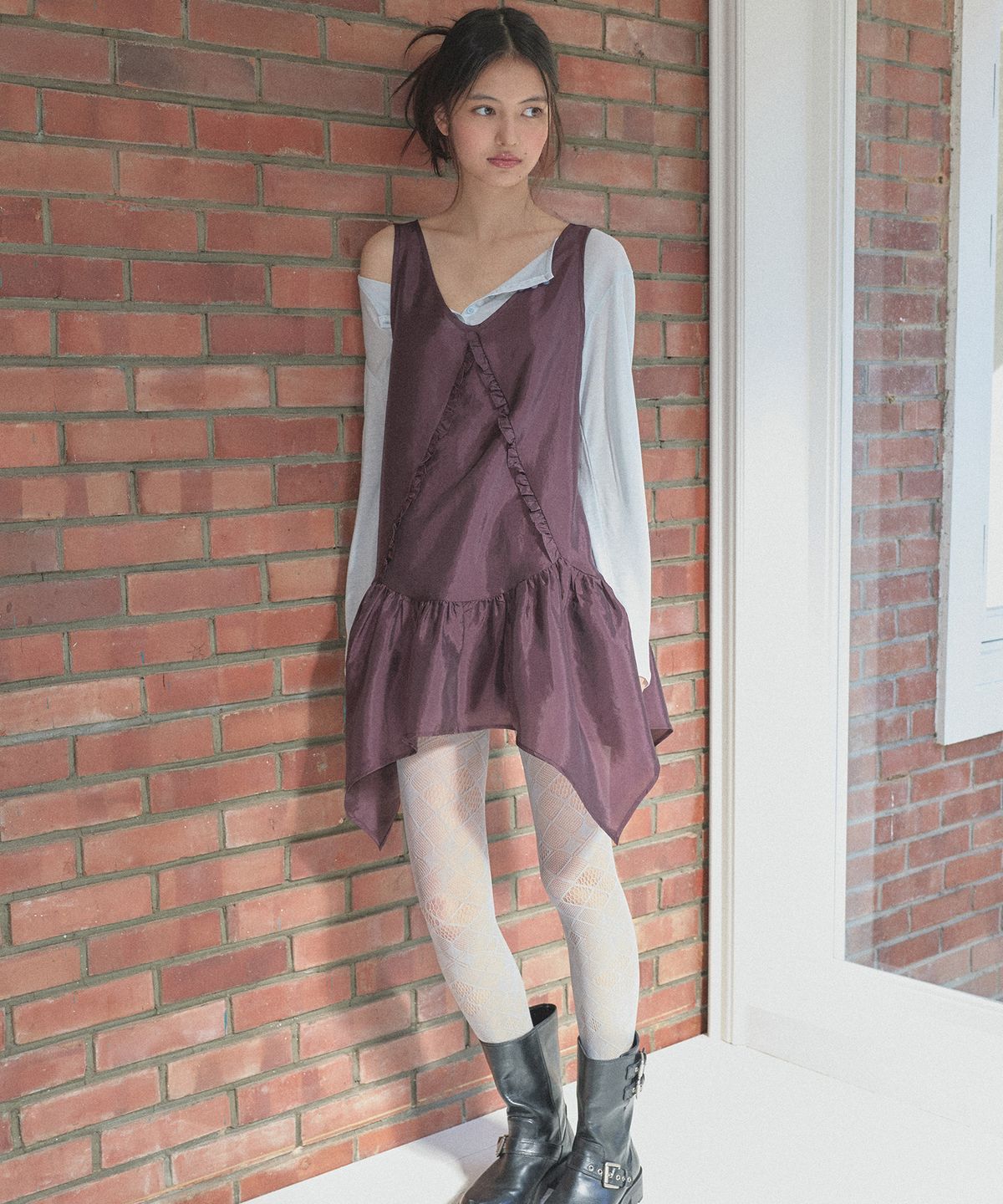 마가린핑거스(MARGARIN FINGERS) SHEER LAYERED ONE-PIECE (PURPLE)