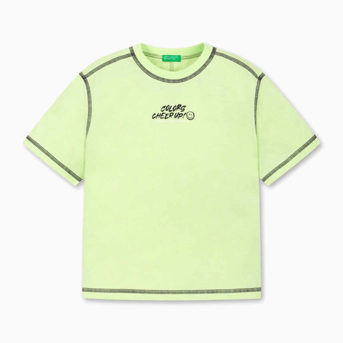 베네통키즈(BENETTONKIDS) 컬러 오버로크 포인트 티셔츠_QATS50631LA
