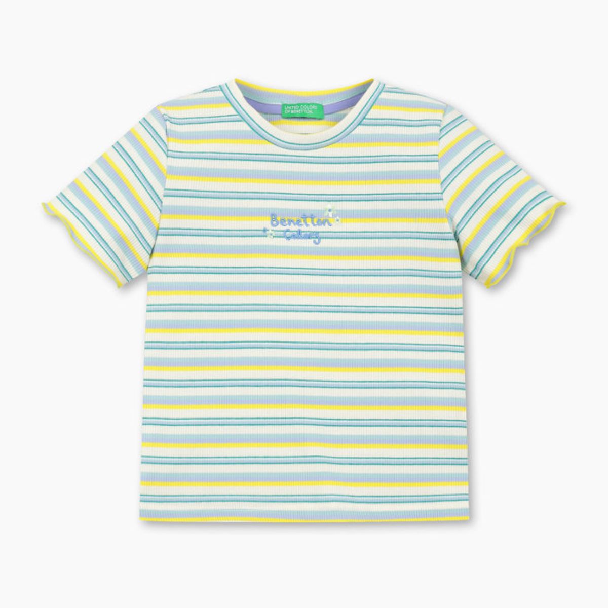 베네통키즈(BENETTONKIDS) 썸머 스트라이프 골지 티셔츠_QATS32631YE