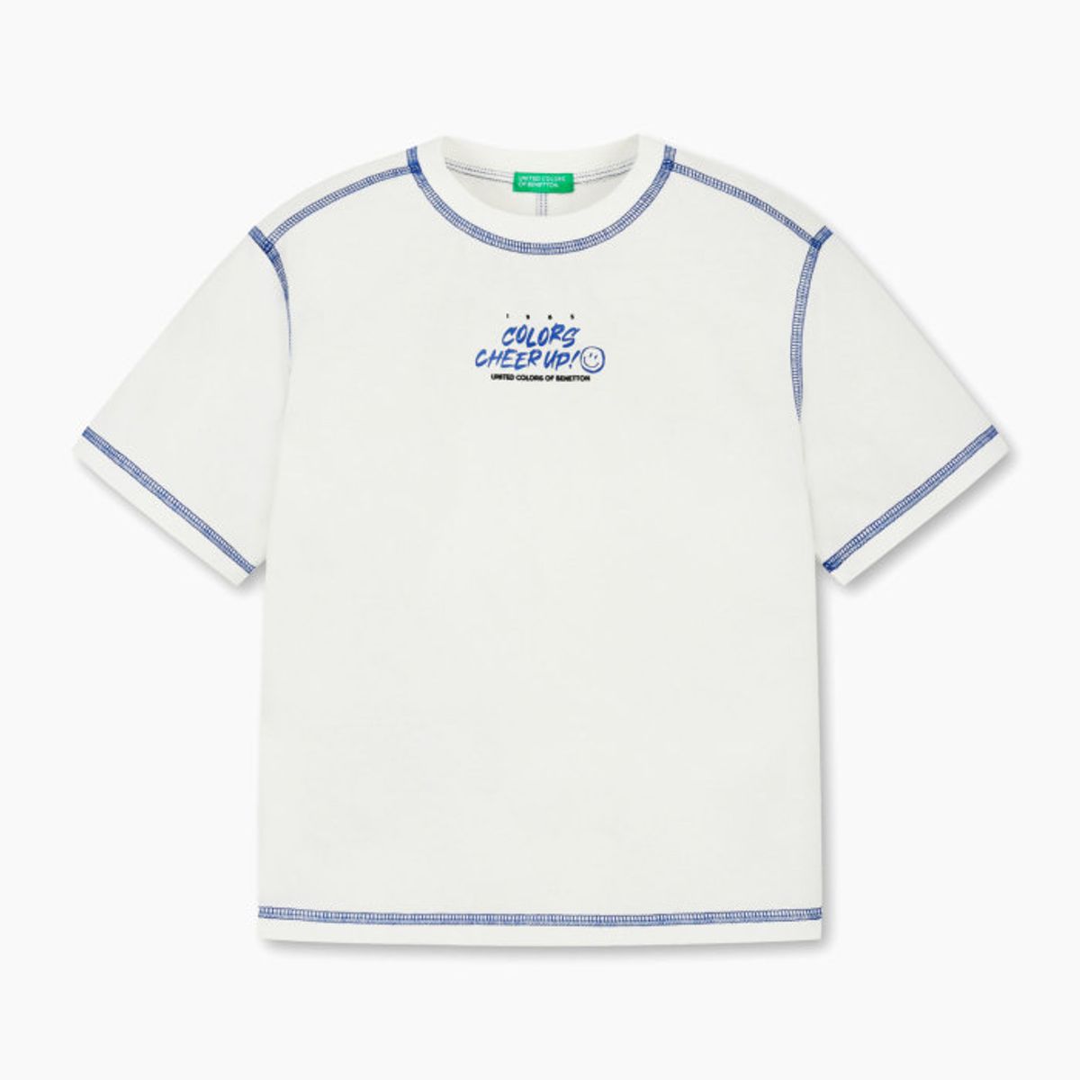 베네통키즈(BENETTONKIDS) 컬러 오버로크 포인트 티셔츠_QATS50631IV