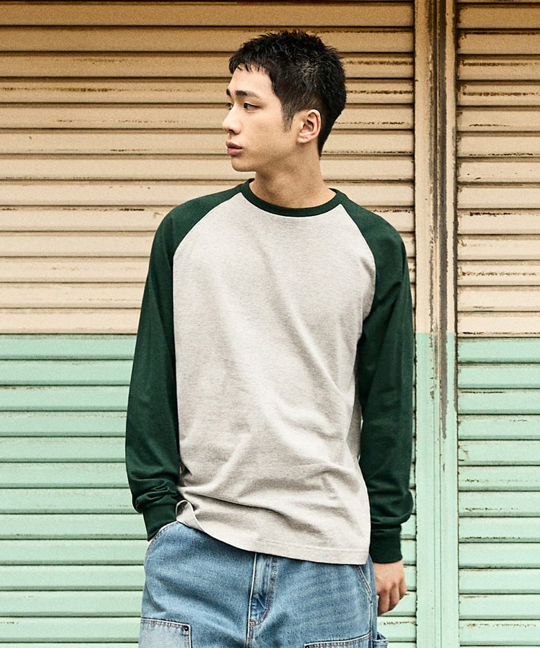 언더 로그 래글런 긴팔 티셔츠 MLT122 [GRAY/GREEN]