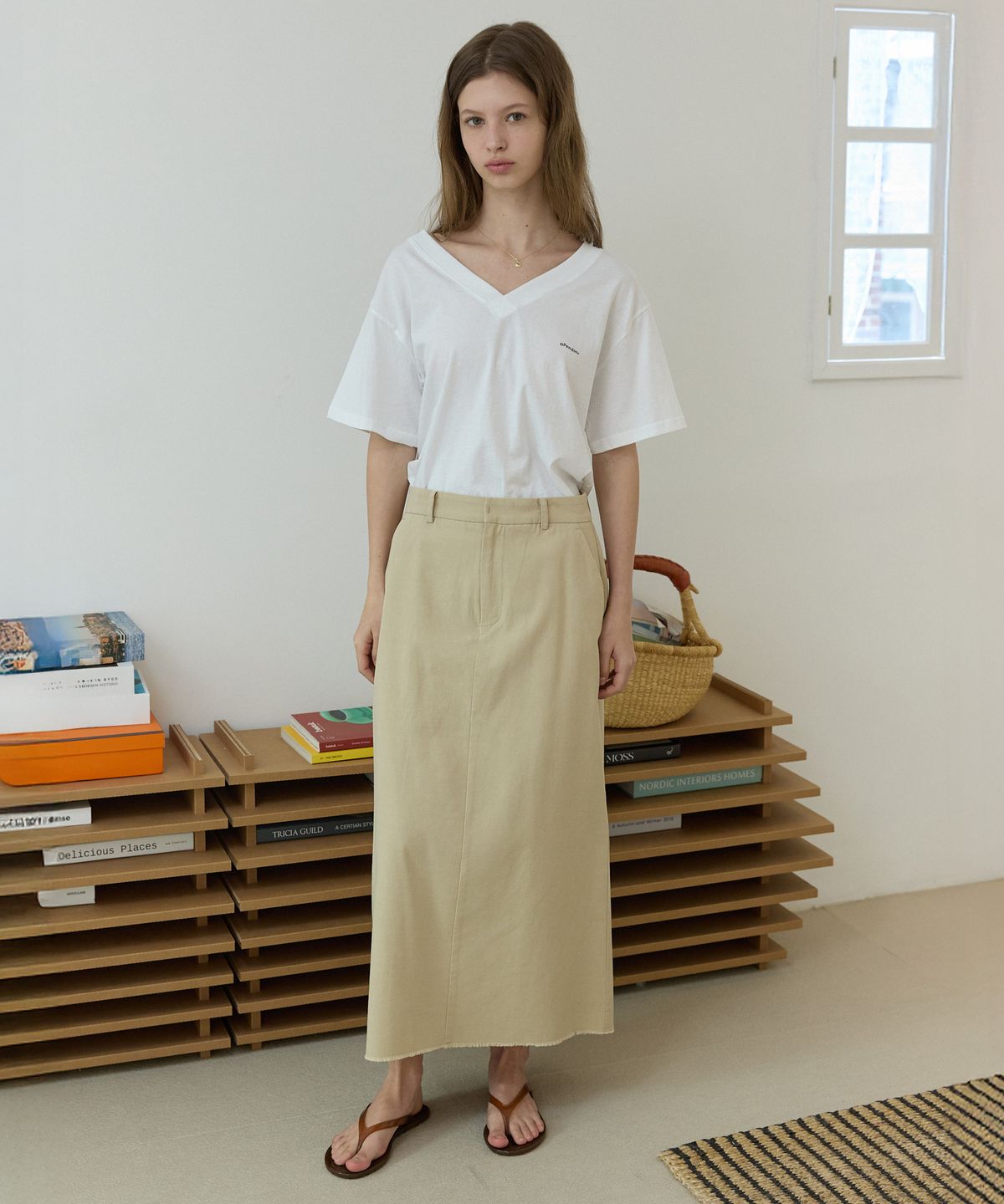 오픈도어스튜디오(OPENDOORSTUDIO) H-line long skirt Beige