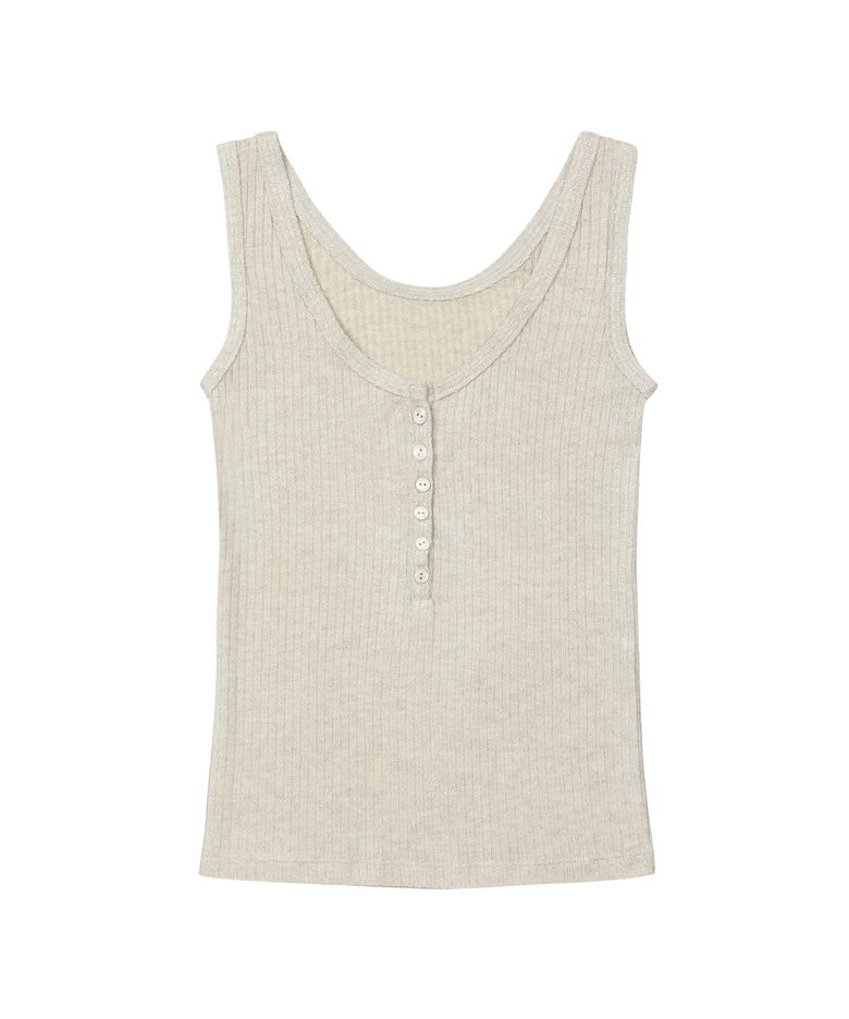 BUTTON POINT SLEEVELESS IN BEIGE