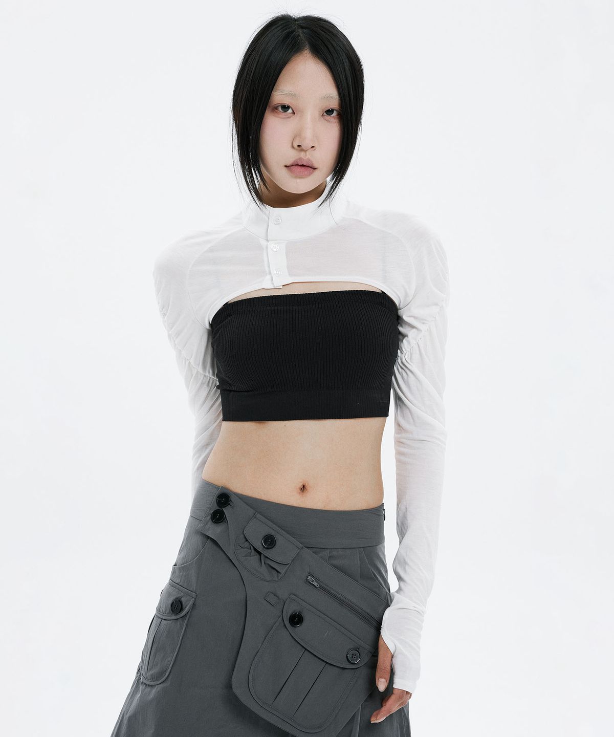 하나히(HANAHI) Shirred bolero WHITE