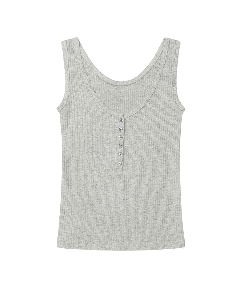 BUTTON POINT SLEEVELESS IN MELANGE GREY