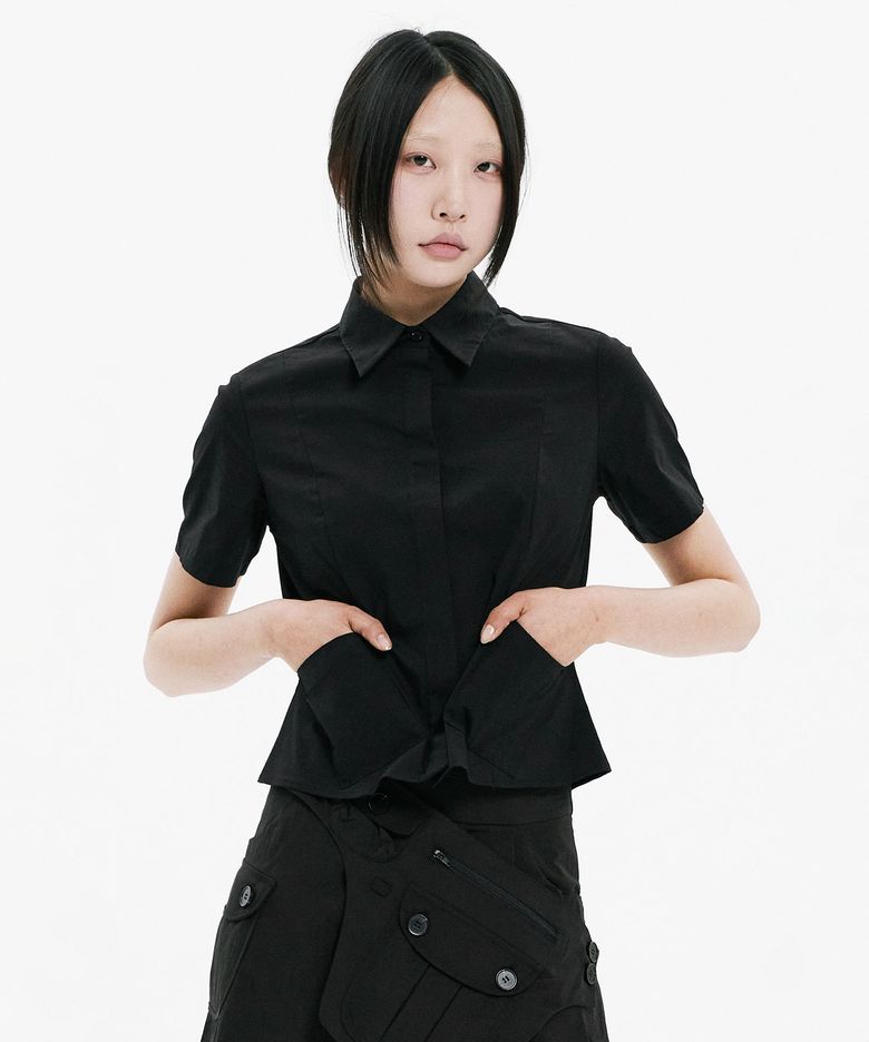 Under pocket half shirts BLACK