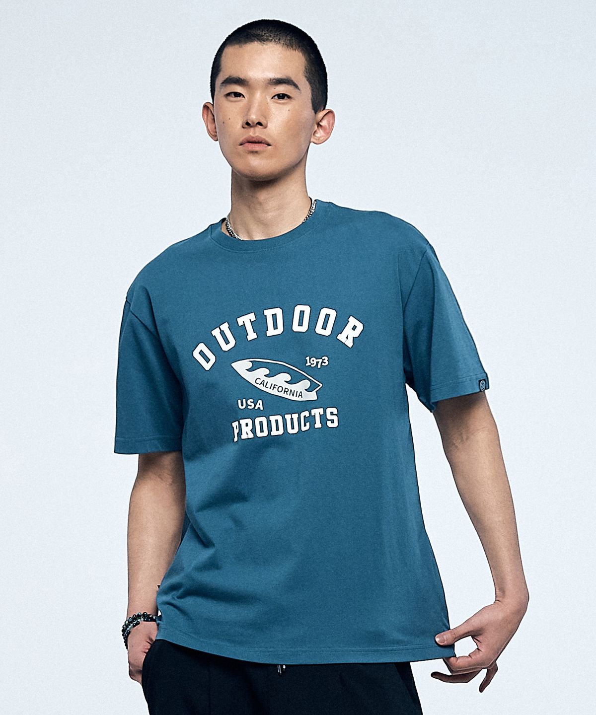 아웃도어 프로덕츠(OUTDOOR PRODUCTS) 보드 그래픽 반팔 티셔츠 (블루)