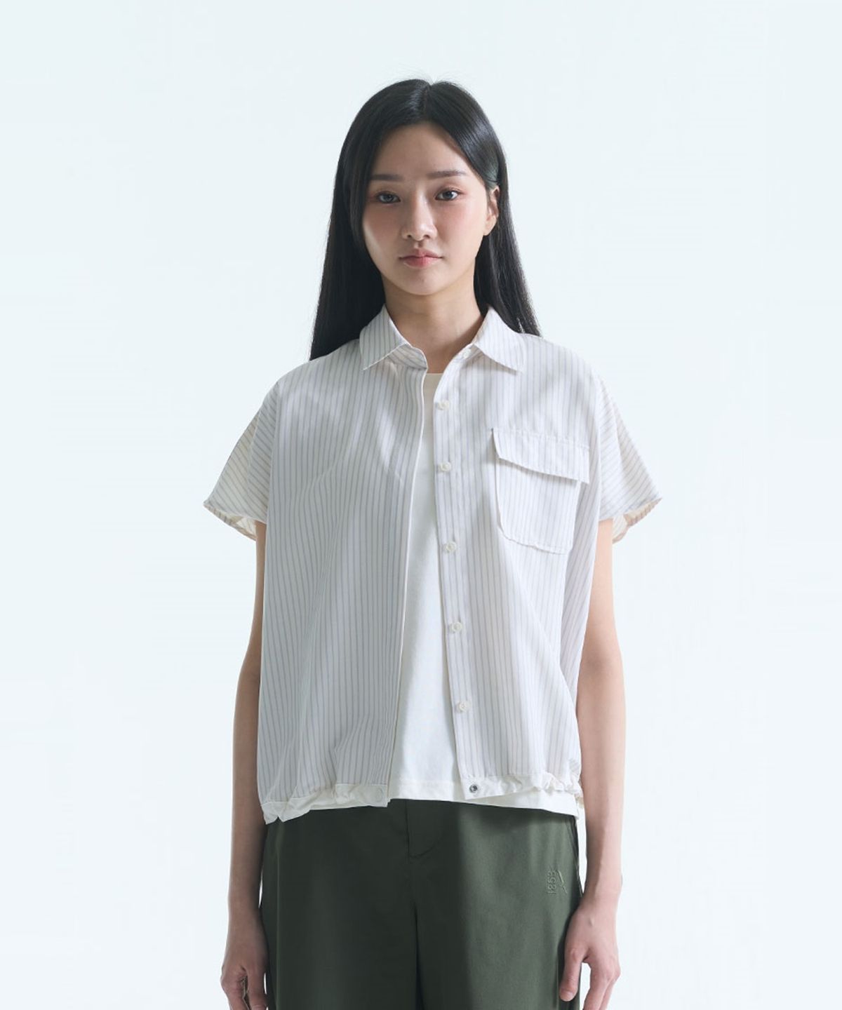 에이글(Aigle) 여성 COOLMAX 크롭 스트라이프 셔츠 AAS26WSHI003LST