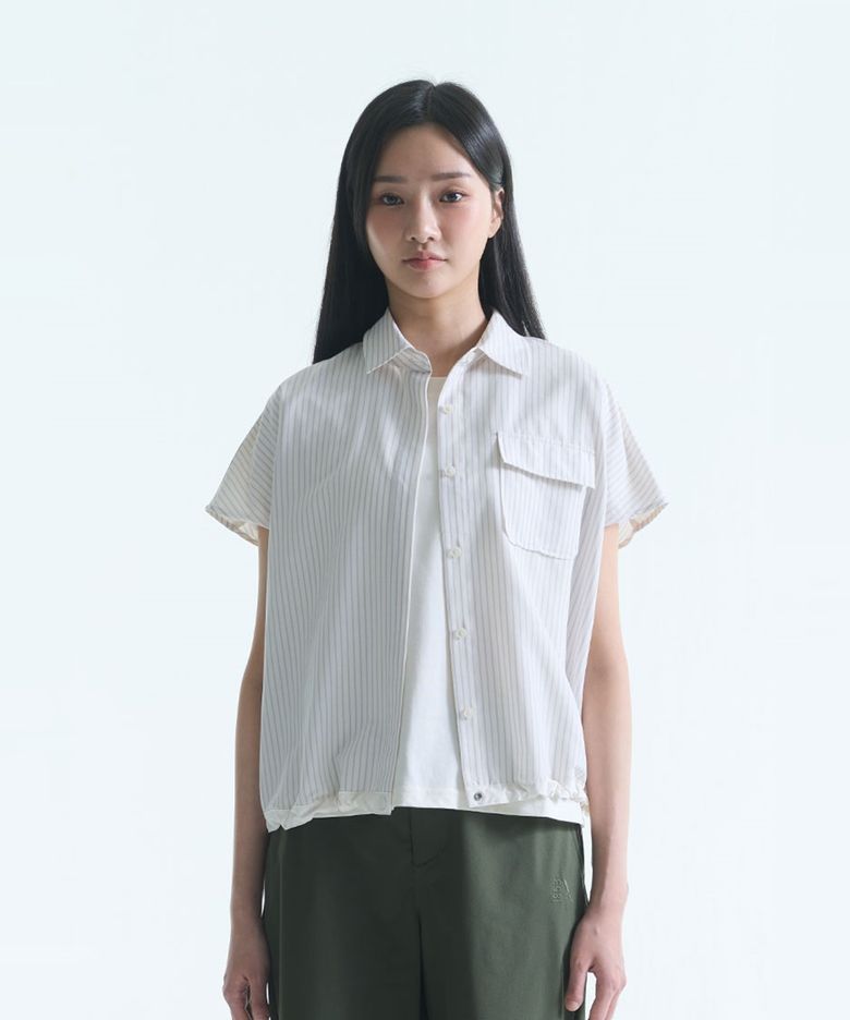여성 COOLMAX 크롭 스트라이프 셔츠 AAS26WSHI003LST