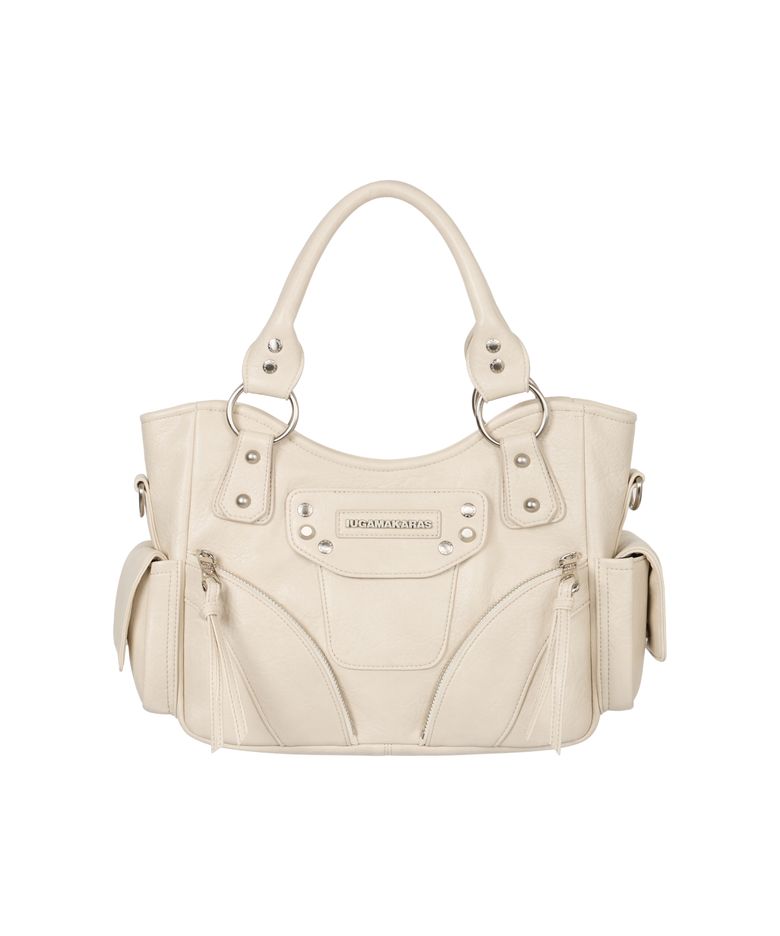 Studded Leather Mini Shoulder Bag (Cream)