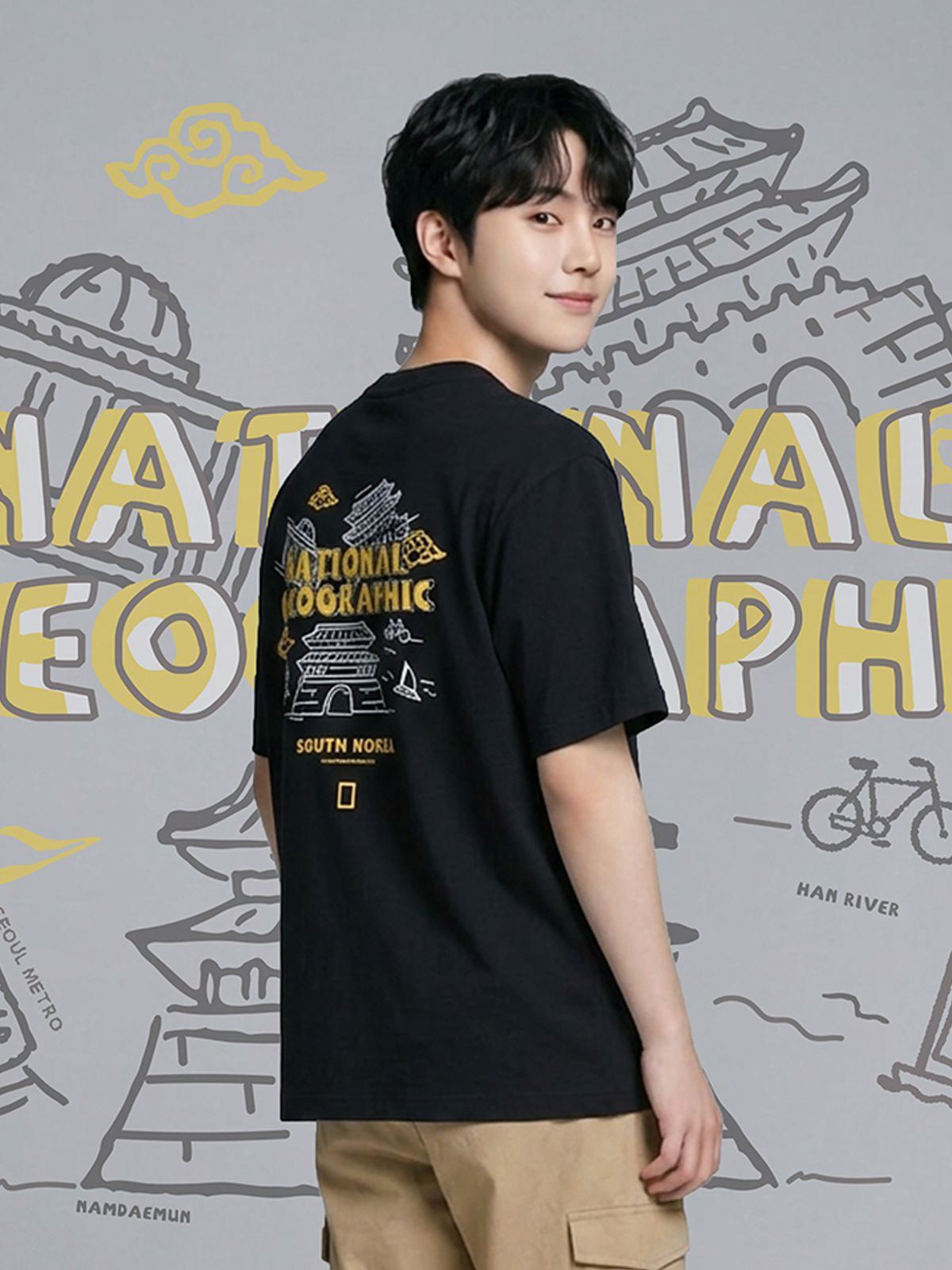 내셔널지오그래픽(NATIONALGEOGRAPHIC) N262UTS924 [ROK] 랜드마크 그래픽 반팔 티셔츠 BLACK