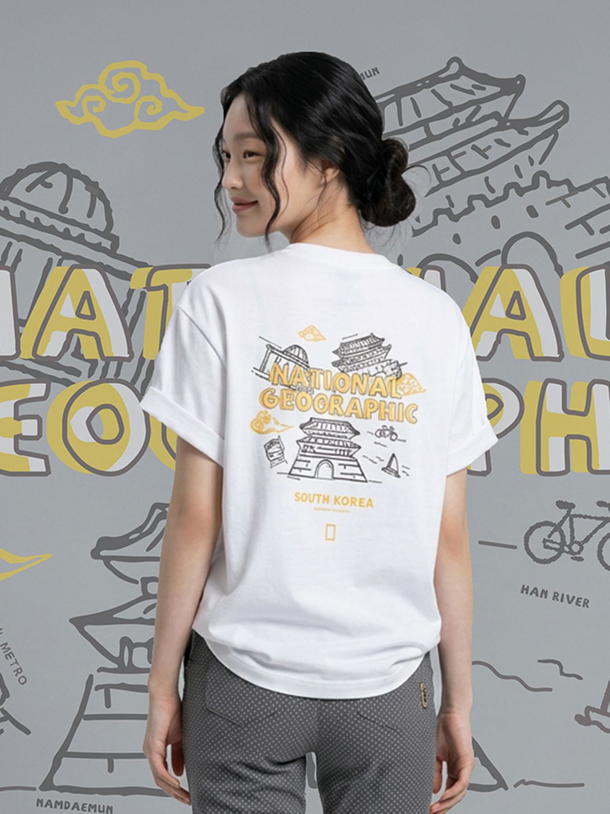 내셔널지오그래픽(NATIONALGEOGRAPHIC) N262UTS924 [ROK] 랜드마크 그래픽 반팔 티셔츠 WHITE