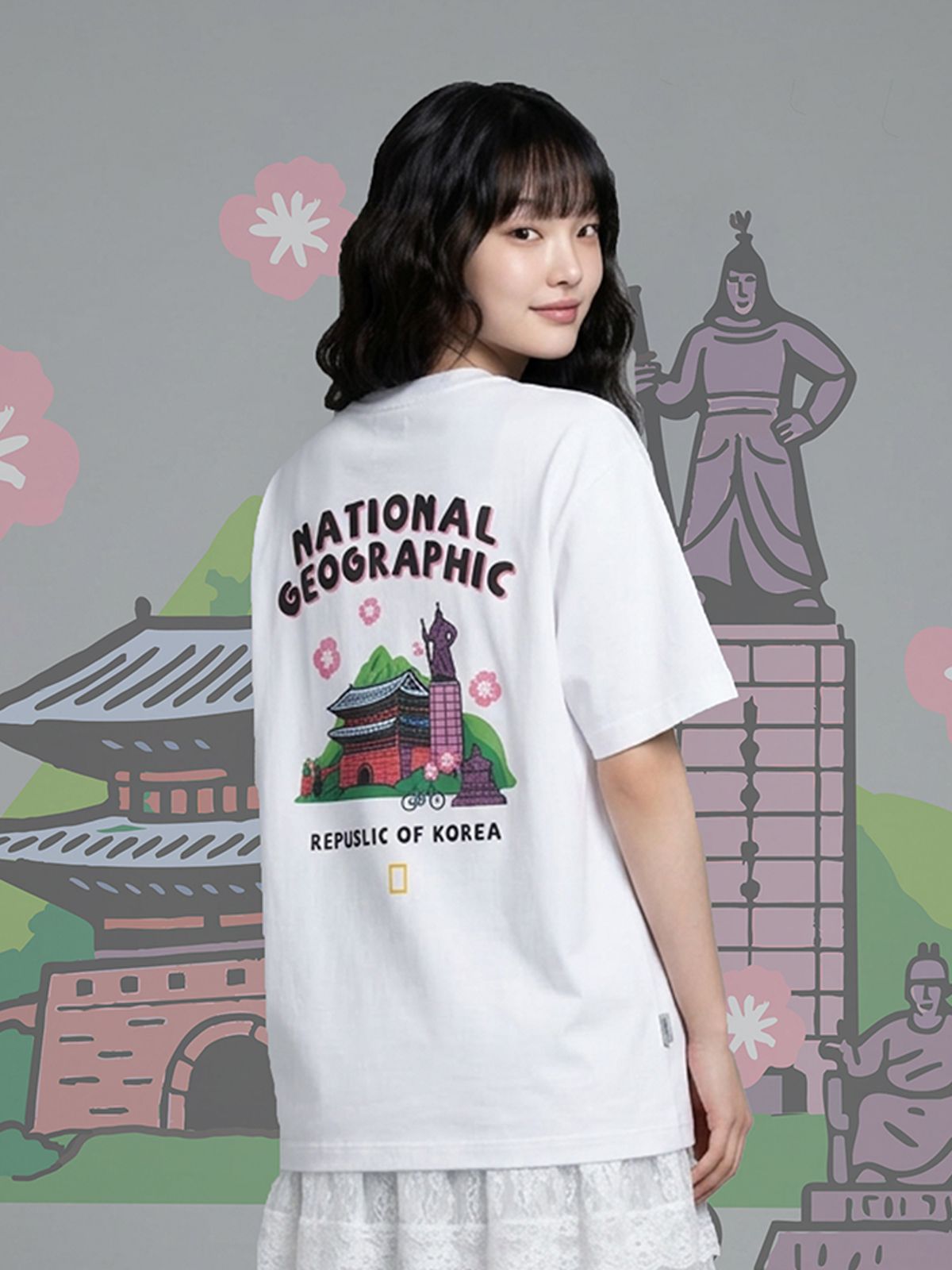내셔널지오그래픽(NATIONALGEOGRAPHIC) N262UTS923 [ROK] 서울 시티 그래픽 반팔 티셔츠 WHITE