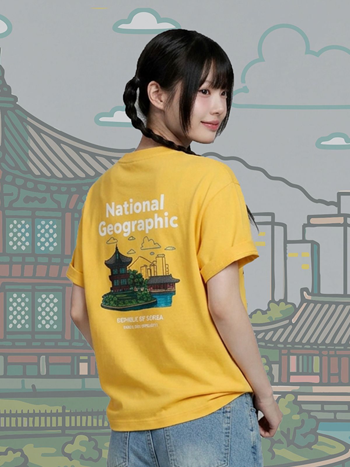 내셔널지오그래픽(NATIONALGEOGRAPHIC) N262UTS921 [ROK] 광화문 그래픽 반팔 티셔츠 YELLOW