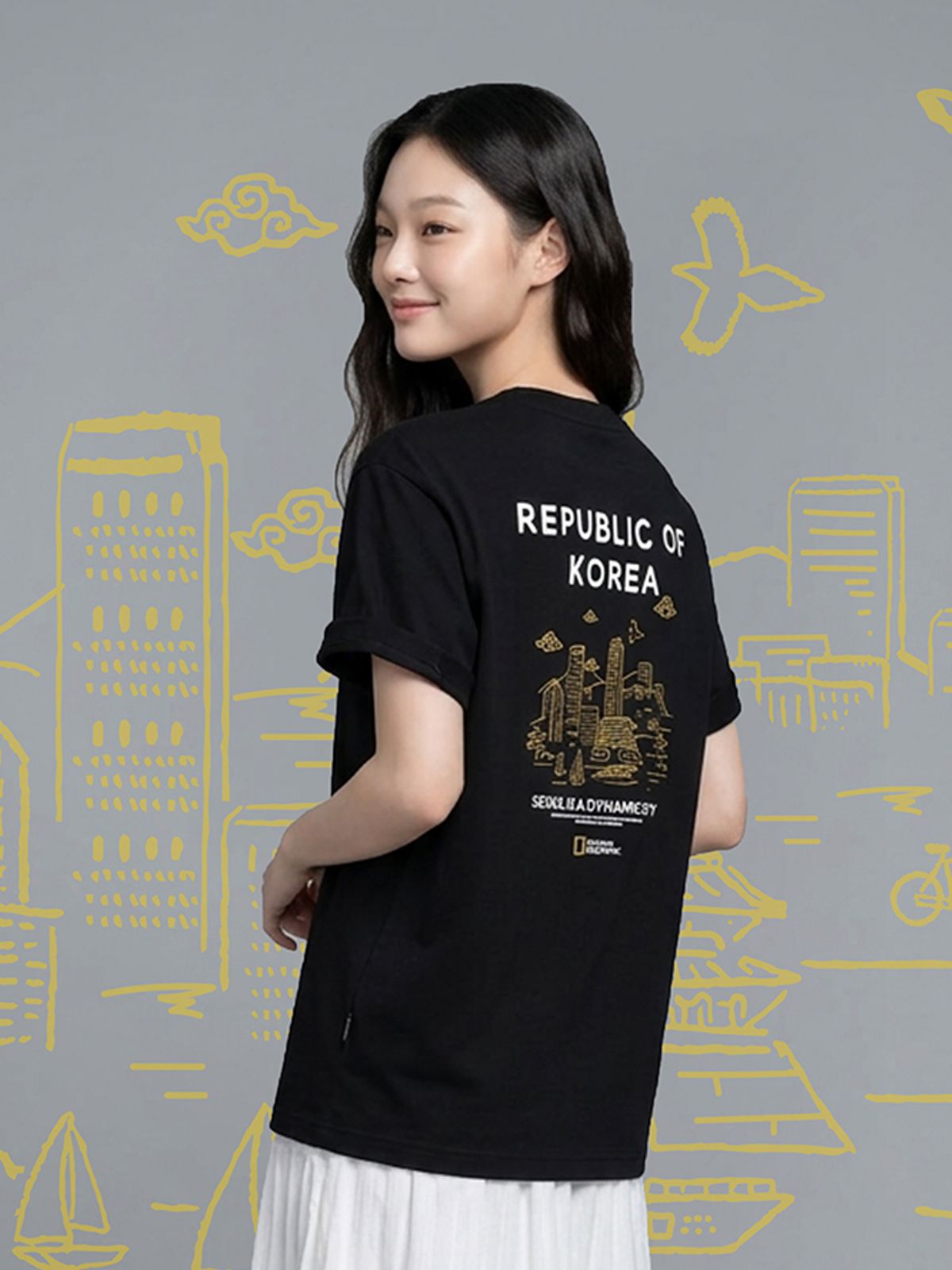 내셔널지오그래픽(NATIONALGEOGRAPHIC) N262UTS922 [ROK] 다이나믹 시티 그래픽 반팔 티셔츠 BLACK
