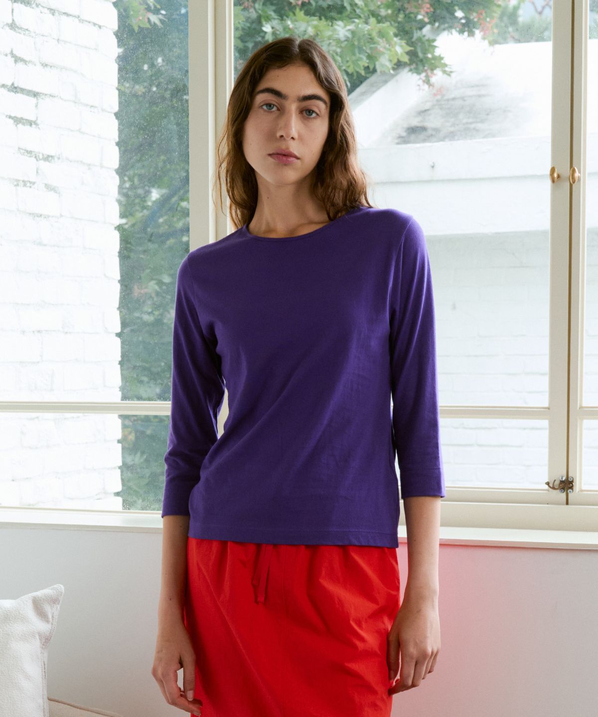 38컴온커먼(38COMEONCOMMON) Cotton 3/4 Sleeve T-Shirts (Purple)