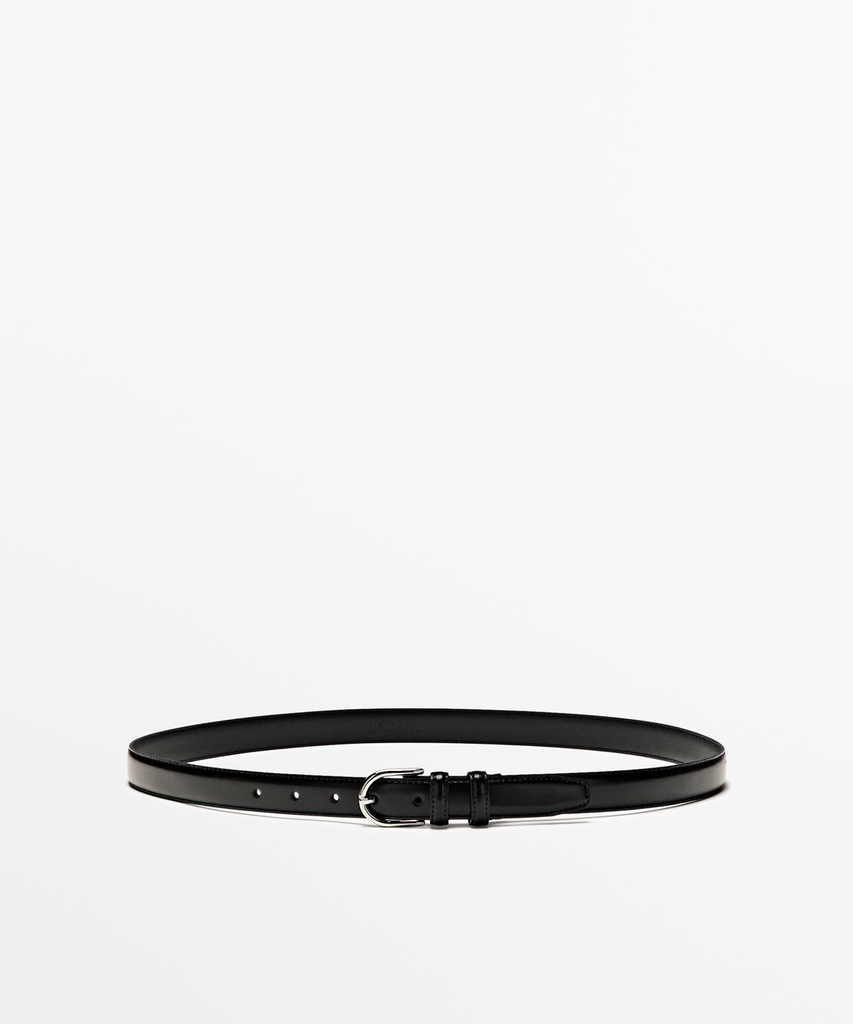 마시모두띠(MASSIMO DUTTI) 오벌 버클 스티치 나파 레더 벨트