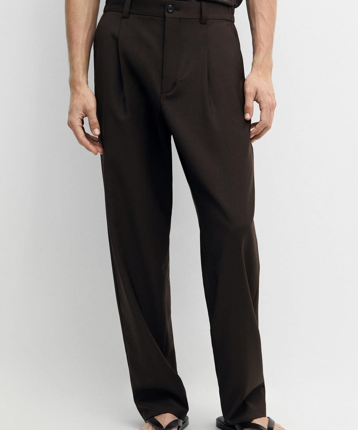 마시모두띠(MASSIMO DUTTI) 릴랙스 핏 핀턱 쿨 울 팬츠