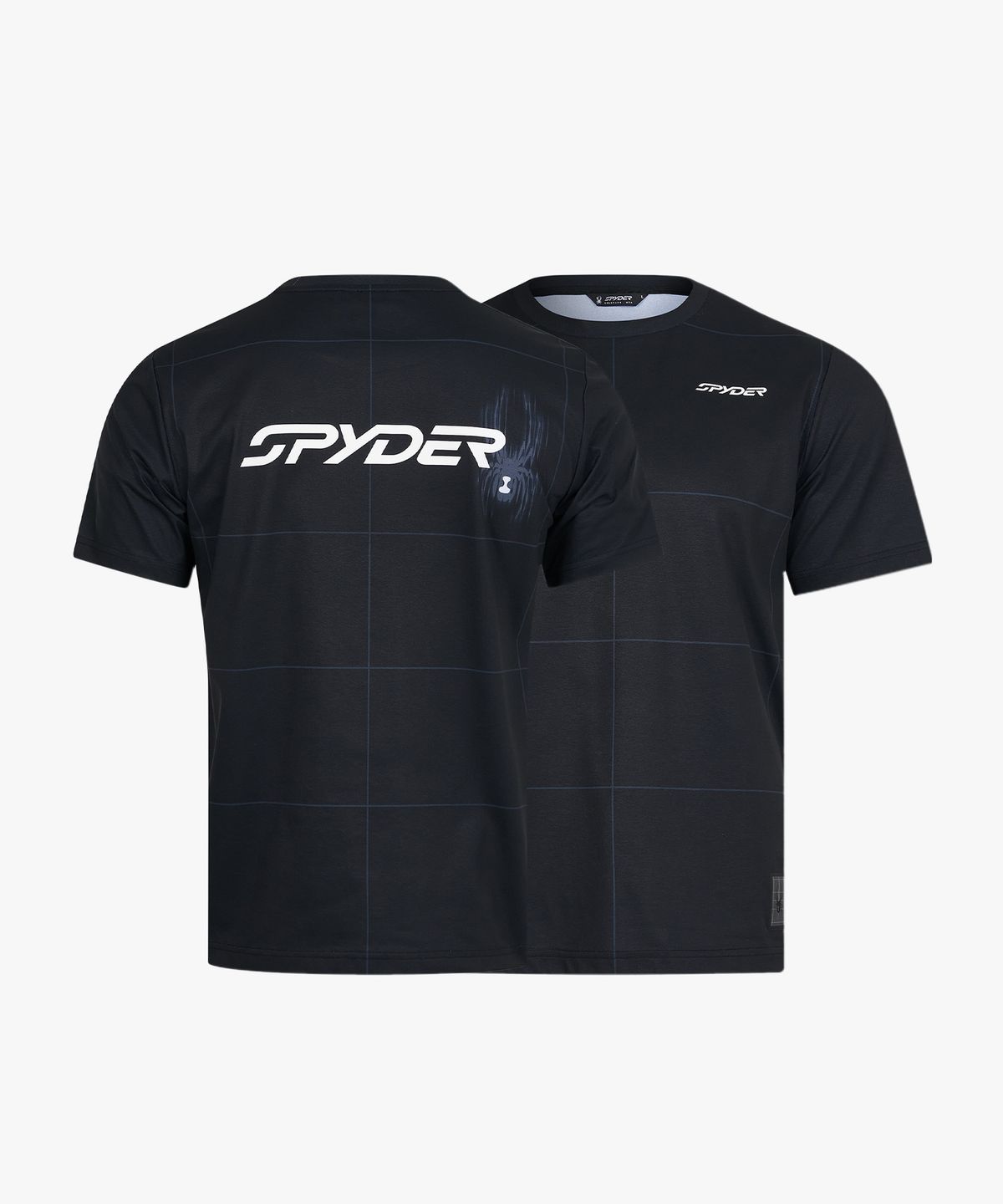 스파이더(SPYDER) 남성 배드민턴 코트 라인 모티브 반팔 티셔츠 SPLMCNRS224MBLK