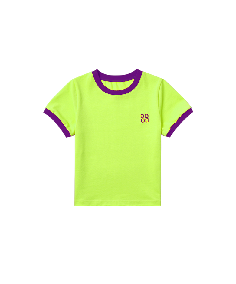 BASIC DODO Ringer T Shirt_Lime/Purple_키즈반팔티