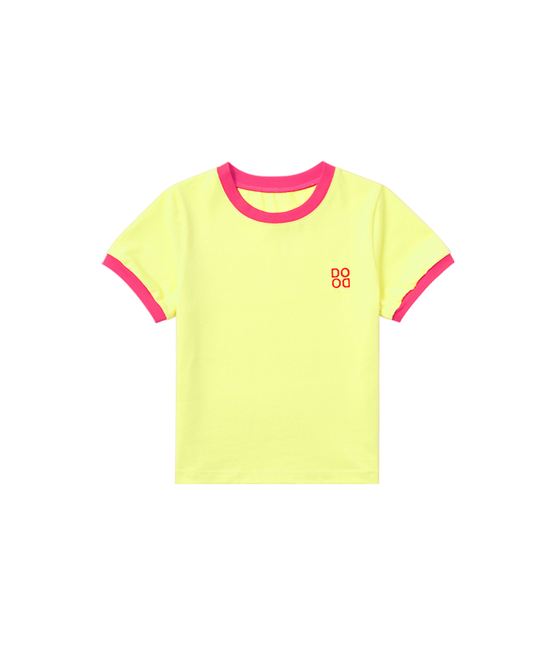 BASIC DODO Ringer T Shirt_Lemon/Pink_키즈반팔티