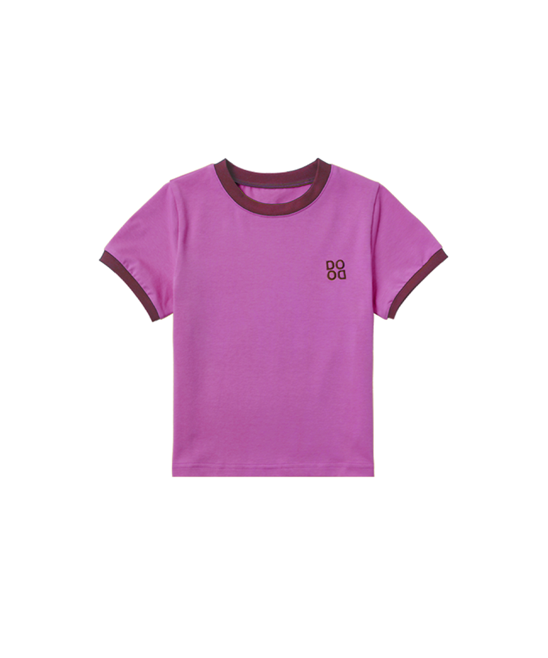 BASIC DODO Ringer T Shirt_Purple/Red beans_키즈반팔티