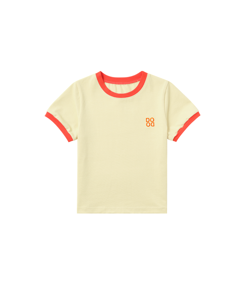 BASIC DODO Ringer T Shirt_Moccasin/Orange_키즈반팔티