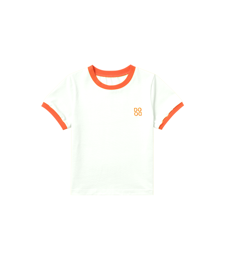 BASIC DODO Ringer T Shirt_White/Orange_키즈반팔티