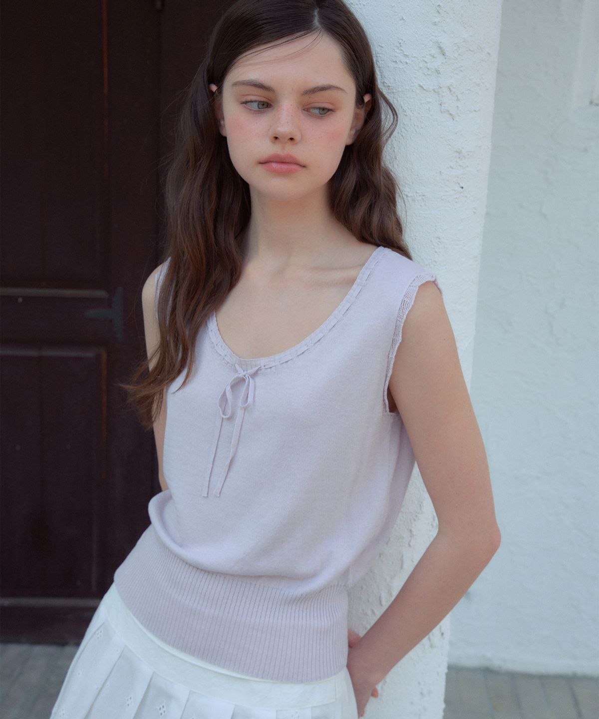 아우어노스텔지아(OURNOSTALGIA) Delia Sleeveless Knit_Soft Pink(OC26KN24)